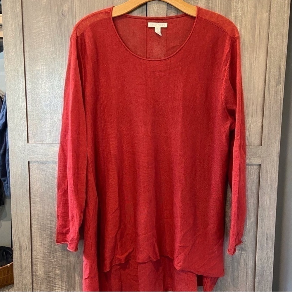 Chic Red Long Sleeve Women's Top